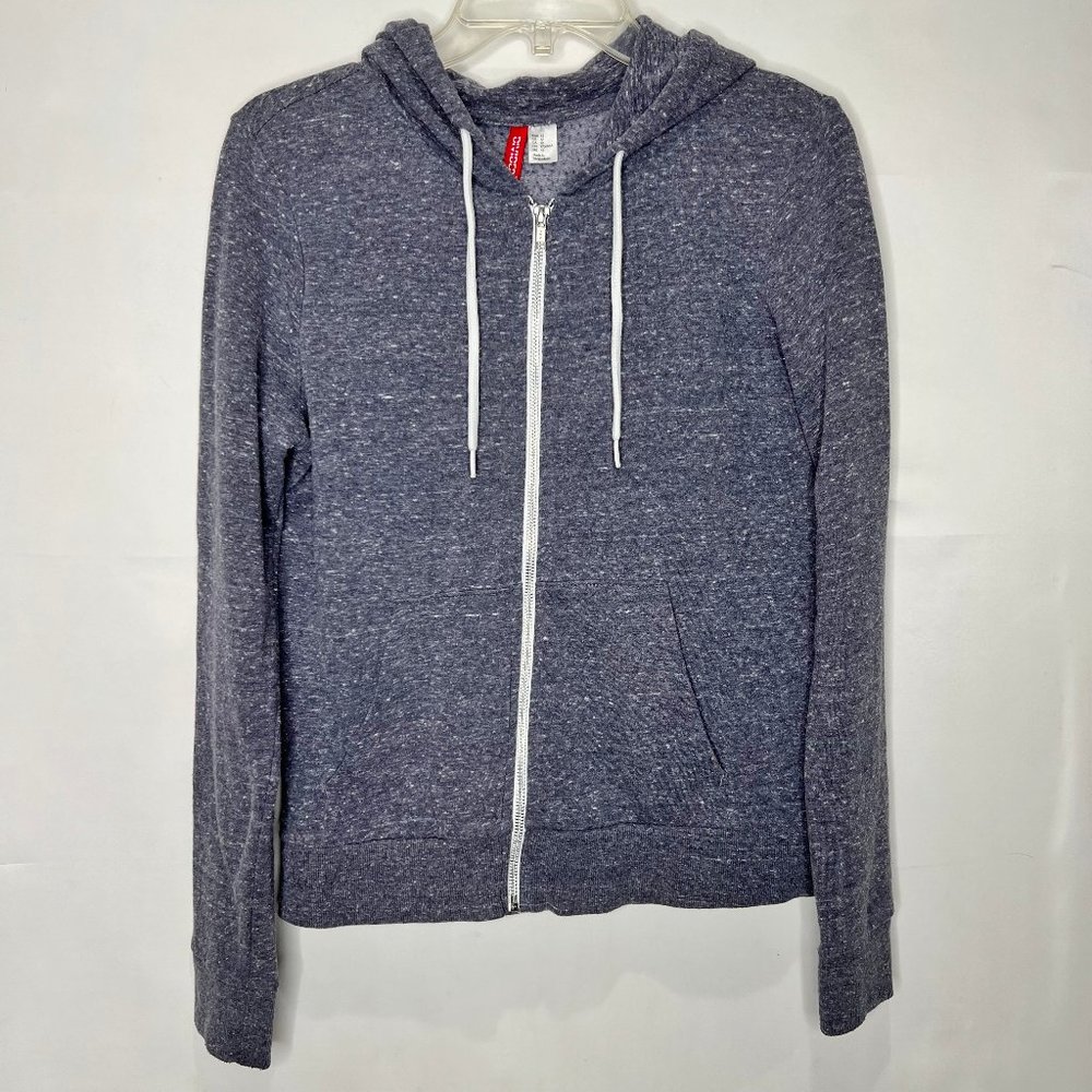 H&M Divided Woman’s Jacket sz 12 Lightweight Full Zip Drawstring Hood Blue